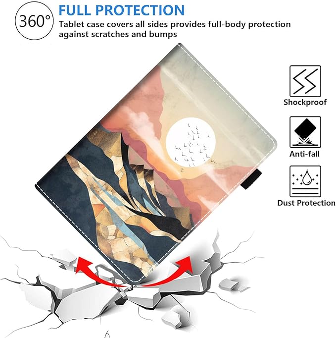Case for All-New Amazon Kindle Fire HD 10 &amp 10 Plus Tablet (13th/11th Generation 2023/2021 Release) 10.1 - Premium PU Leather Stand Cover with Smart Auto Wake Mountain Sunrise
