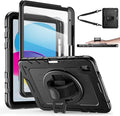 Case for iPad 10th Generation 10.9inch 2022with Built-in Screen Protector and KickstandHand StrapShoulder Strap for New Apple iPad 10.9 Inch - Black