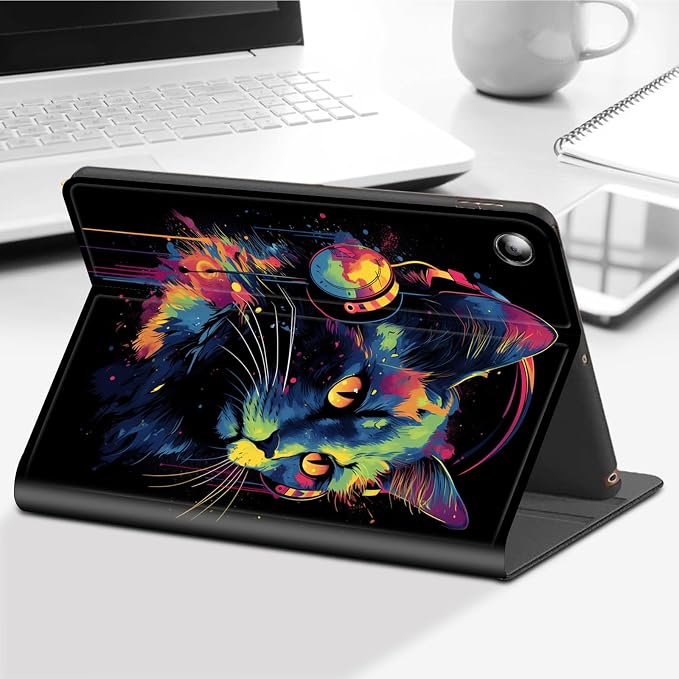 Art Wearing Headphones Cat