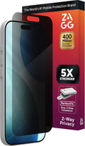 ZAGG Glass Elite Privacy Screen Protector for iPhone 17 - 5X Stronger Tempered Glass ClearPrint Technology for Smudge Free Clarity Smooth Feel Full Coverage InvisibleShield Easy Two-Step Installa