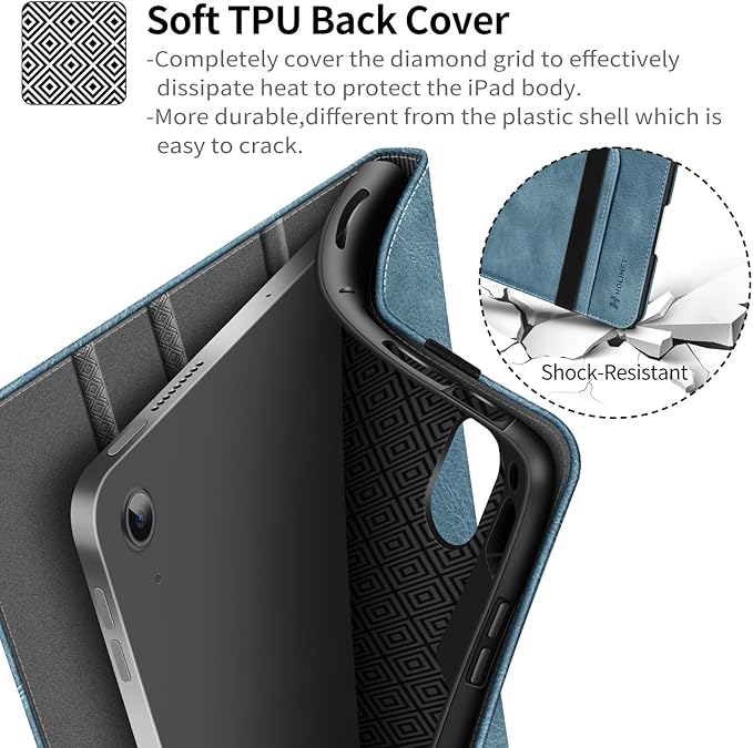 H HOLIMET Case for iPad Air 11 Inch M3/M2 (2025/2024)/iPad Air 4th/5th Generation 10.9-inch with Pencil Holder Pocket Typing Angle Auto Sleep/Wake Muti-Stand Vegan Leather