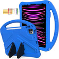 Kids Case for iPad Pro 11 2022/2021/2020/2018 iPad Air 5th/4th Generation With Pencil Holder Lightweight Shockproof EVA Foam Handle Stand Anti-Slip Grip Rugged Blue