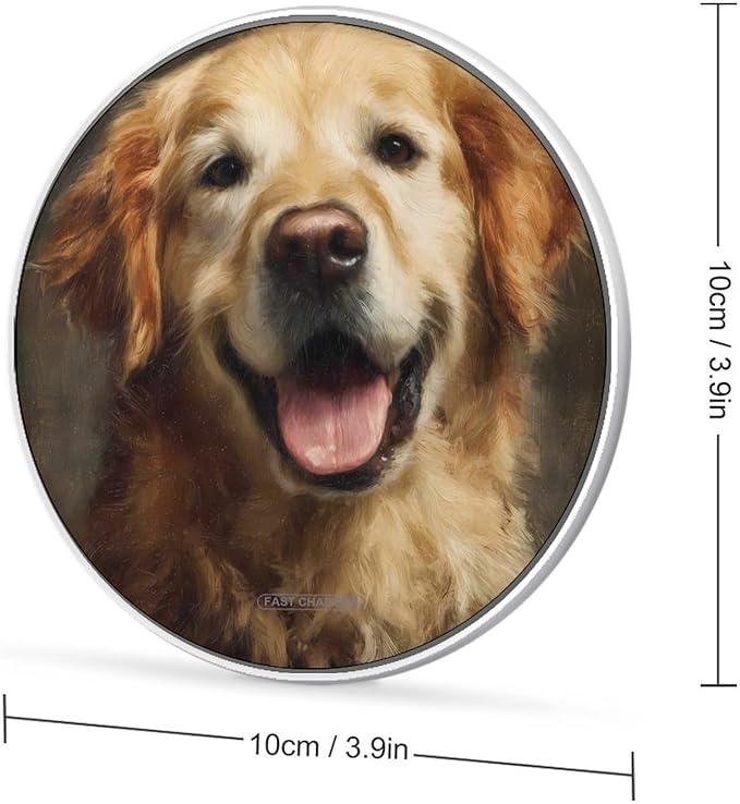 Retriever Dog Cute Face Fast Portable Charger 10W Funny Graphic Phone Charging Pad with USB Cable