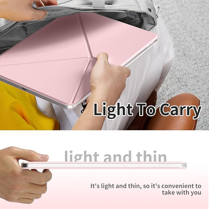 for iPad A16 Case iPad 11th/10th Generation Case (2025/2022) Removable Magnetic Cover Ultra Slim Shockproof Adjustable Portrait/Landscape Stand with Raised Screen View Auto Sleep/Wake Pink