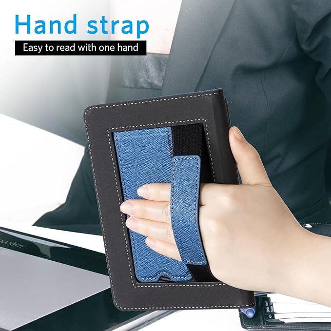 CoBak Case for 6 E-Reader - PU Leather Smart Cover with Auto Sleep/Wake &amp Hand Strap not Compatible with Kobo Clara Dark Blue