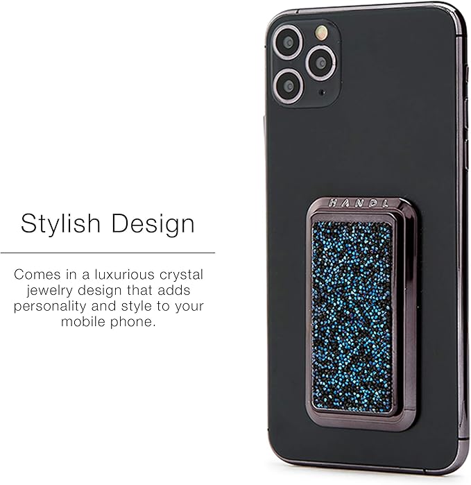 HANDL New York HANDLstick Black and Blue Crystal Grip and Stand for Smartphone