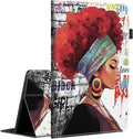 Case for Amazon Fire HD 10 Tablet (9th/7th/5th Generation2019/2017/2015 Release) Multi-Angle Smart Stand Cover Auto Sleep/Wake for Fire 10.1 InchAfrican Black Woman Graffiti Girls with Red Hair
