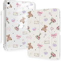 Cute Kawaii Bear Bunny for iPad Air 11 Inch Case 7th/6th Generation (M3/M2) 2025/2024 with Pencil Holder Auto Sleep/Wake White Leather Acrylic Back Detachable Cover