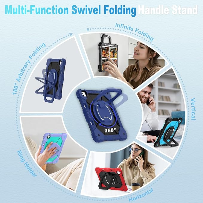 WESOROL Case for iPad Pro 13 Inch M5 2025/M4 2024 (7th Gen) with Screen Protector/360° Rotating Stand/Pencil HolderMilitary Grade Shockproof iPad Case 13 Inch iPad Pro M5/M4Navy Black