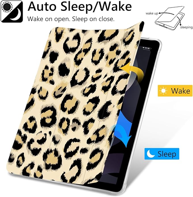 Luxury Leopard Print Case for iPad Pro 11 Inch 2022/2021/2020/2018 Protective CasePencil Holder &amp Clear Soft TPU Back &amp Trifold Stand Cover for Women
