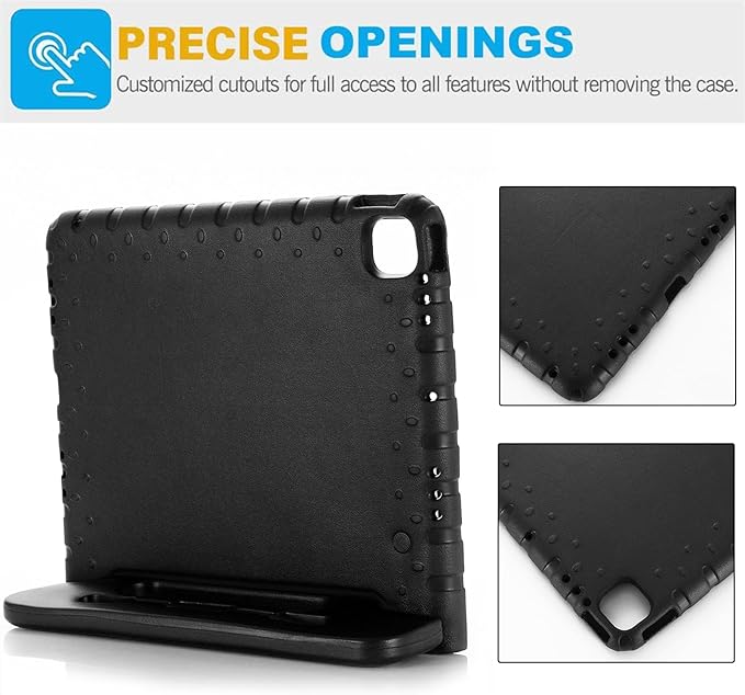 Kids Case for iPad Pro 13 inch M5/M4 (2025/2024) with Pencil Holder/Convertible Handle Stand Shockproof Slim Lightweight Cute Soft EVA Heavy Duty Rugged Kickstand Cover for Children Black