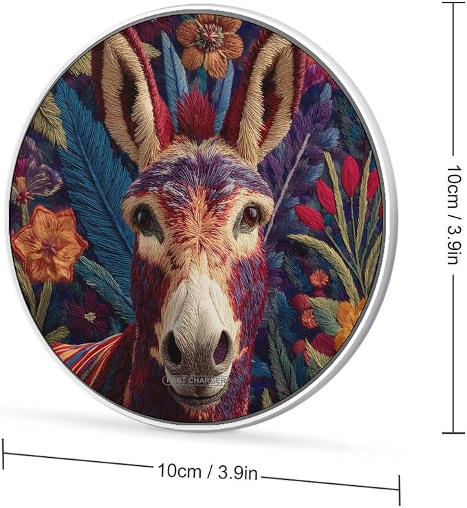 Patchwork Donkey Fast Portable Charger 10W Funny Graphic Phone Charging Pad with USB Cable