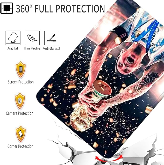 ZERMU Case for iPad (A16) 11th/10th Generation 11''/10.9'' (2025/2022) Mess%i #10 Argentina Soccer Shockproof Magnetic Cover [Auto Sleep/Wake] with Pencil Holder