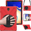 BRAECN for Samsung Galaxy Tab S4 10.5 Case [Shoulder Strap][Adjustable Handle Grip][Rototating Kickstand] Heavy Duty Shockproof Rugged Case for Galaxy Tab S4 10.5 Tablet SM-T830/T835/T837 (RED)