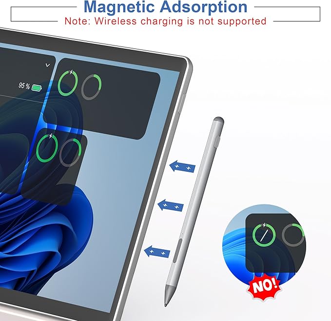 2025 New Surface Pen for Microsoft Surface Pro 11/10/9/8/7/6/5/4/3/XSurface Go/Book/Studio/Laptop4096 Pressure Sensitivity Windows Stylus PenUSB-C ChargingEraser &amp Right-ClickMagnetic Attract