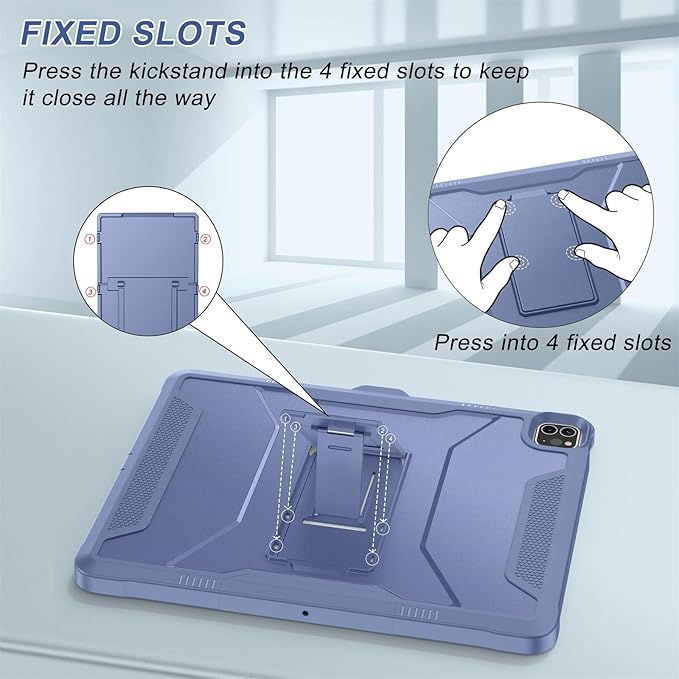 Soke Case for iPad Pro 12.9 Inch 6th/5th/4th Generation(2022/2021/2020 Release) Rugged Shockproof Protective Cover with Built-in Kickstand for Apple iPad Pro 12.9 - Lavender Gray