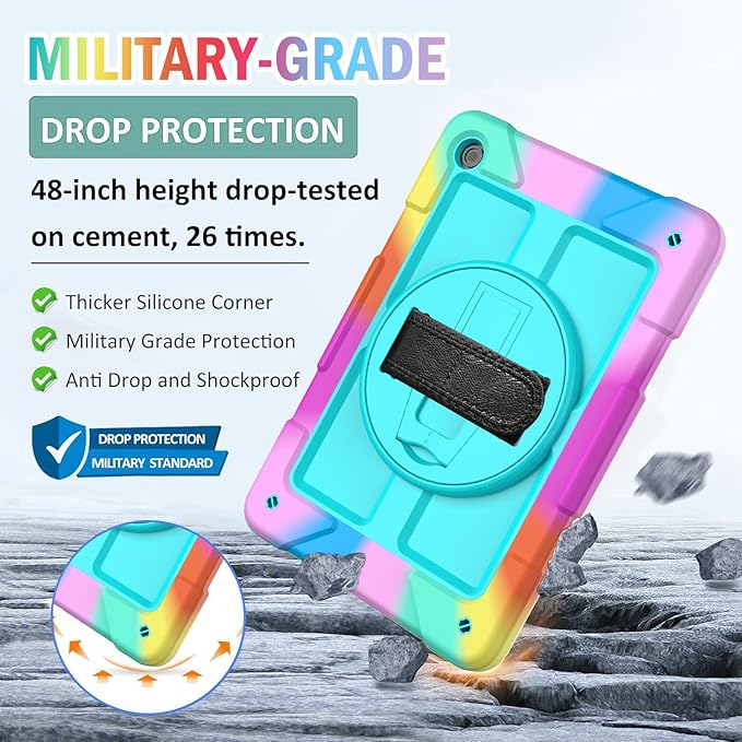 BMOUO CASE for Samsung Galaxy Tab A9+/A9 Plus Case 11 2023 (SM-X210/X216/X218) Shockproof Galaxy Tab A9 Plus Case with Rotating Stand and Hand/Shoulder Strap Turquoise