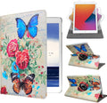Case for ipad pro 12.9 inch 2nd &amp 1st Generation Old Model 2017/2015 MP6G2LL/A MQDA2LL/A MPLL2LL/A ML0F2LL/A ML3K2LL/A ML0N2LL/A ML0R2LL/A with Rotating Stand Auto Sleep/Wake Rose Flower/Butterfly