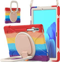 360 Rotation Portable Case for Galaxy Tab S8+/S7 FE/S7+ 12.4 Inch Case with S Pen Holder Rugged Case Rotating Stand Hand Strap Shoulder Carrying Strap Outdoor Cover (Colourful Red)