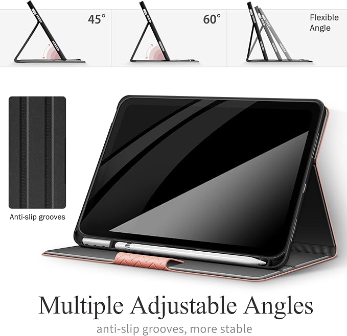 auaua Case for iPad (A16) 11th Generation 11 Inch 2025 iPad 10th Generation 10.9 Inch 2022 with Pencil Holder Auto Sleep/Wake Adjustable Stand PU Leather