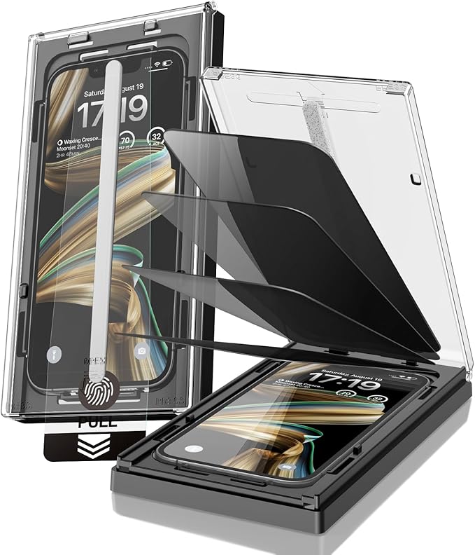 EZ-GLAZ-4 Pack for iPhone 14 Plus/iPhone 13 Pro Max Privacy Screen Protector[6.7] 9H+ Hardness 12FT Military Grade Shatterproof Long Durable Tempered Glass Film with Flawless Fit BoxScratch Resistan