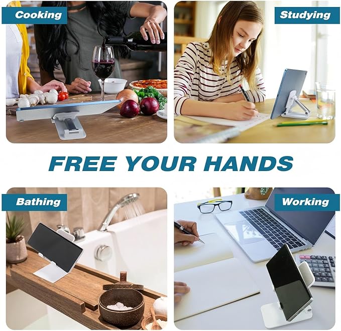 12 Pcs Cell Phone Stand for Desk Phone Holder Stand Foldable Angle Height Adjustable Portable Holder Tablet for Office Travel Photography (White)