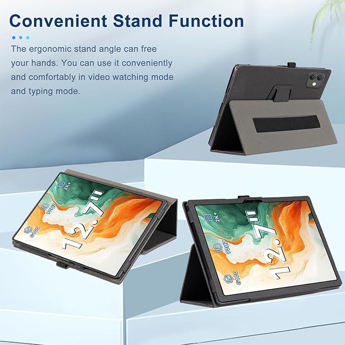 Case for Blackview Link 8NOUKAJU Tablet Protection CoverFolding Stand with Pencil Holder and Wrist StrapDrop-ResistantProtection Case for Blackview Link 8 Tablet 12.7inch(Black)