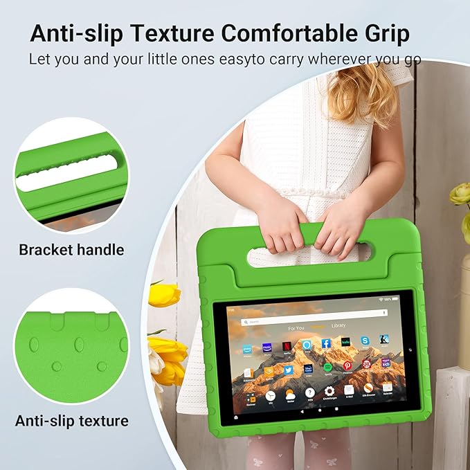 for Amazon Fire hd 10 Tablet case Kids 5th/7th/9th Generation 2015/2017/2019 Released Shockproof Protective Cover NOT Compatible with Kindle Fire HD 10 or 10 Plus 13th/11th Generation Green