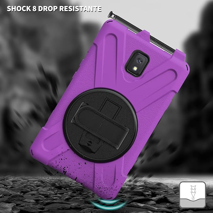 Case for Samsung Galaxy Tab Active 3 8 T570 T575 T577 Heavy Duty Shockproof Rugged 3 Layer Kids Durable Case with 360 Swivel Kickstand Shoulder Strap &amp Hand Strap