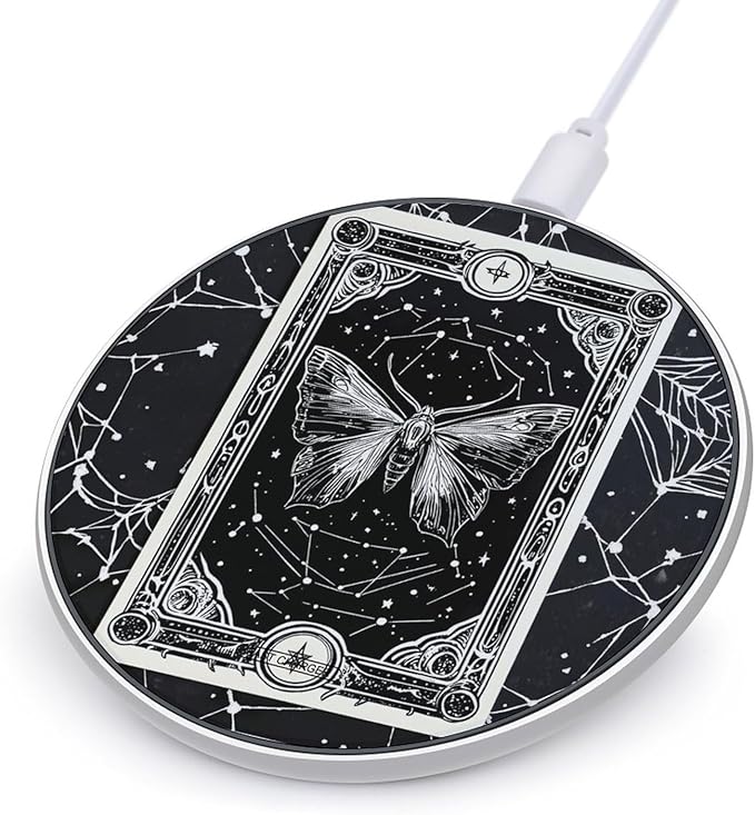 Gothic Dead Moth Wireless Charger 10W Fast Charging Pad No AC Adapter for Most Intelligent Phone