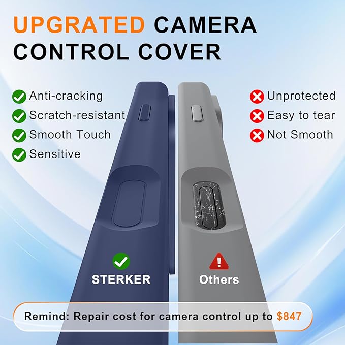 STERKER 360° Rotatable Stand Compatible with iPhone 17 Pro Max Case with Magnetic [Military Grade Drop Tested][Adjustable Kickstand] Ring Holder Silicone Slim Back Soft Edge Blue