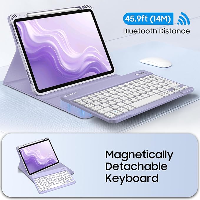 Fintie Keyboard Case for iPad Air 11-inch M4/M3/M2 (2026/2025/2024) iPad Air 5th/4th Generation (2022/2020) 10.9 Inch - Soft TPU Cover w/Magnetically Detachable Bluetooth Keyboard Fantasy Ombre