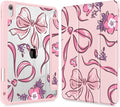 Mektron Case for 2026 iPad Air 13 inch M4 Cover Compatible 2025 iPad Air 13 inch M3 2024 iPad Air 13 inch M2 with Pencil Holder Shockproof Clear Shell Flowers-Bows-Pink