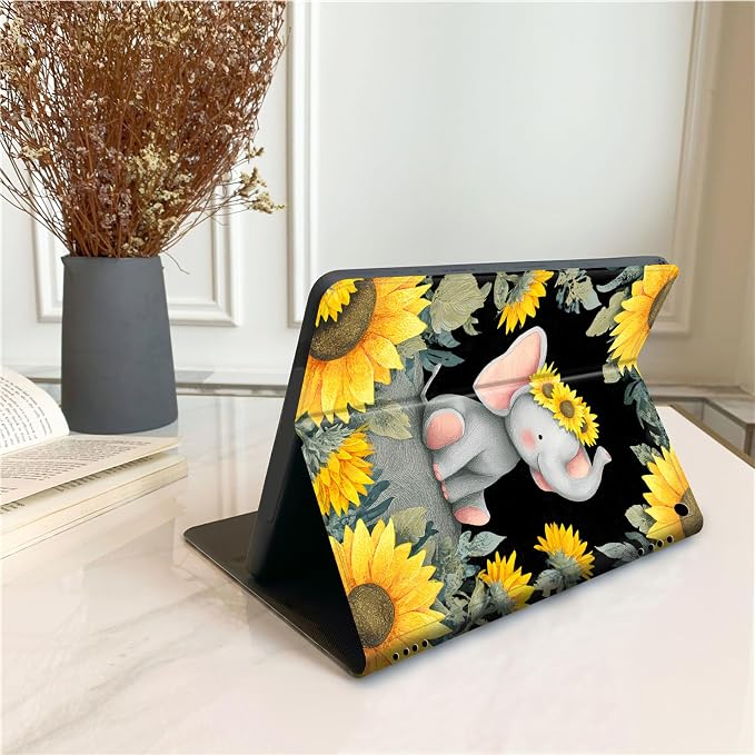 Cute Elephant With Sunflowers