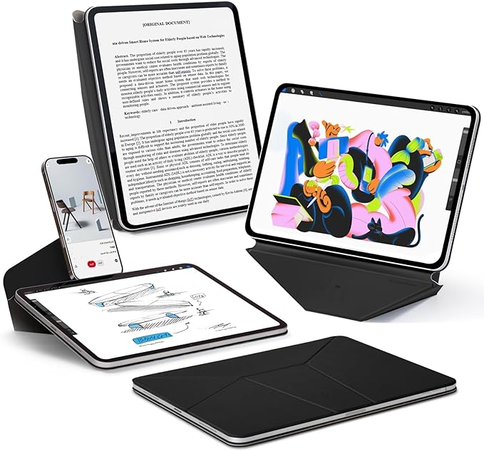 MOFT Dynamic Folio Case for iPad Pro 12.9 (6th 2022 | 5th 2021 | 4th 2020) Slim Magnetic Stand Case with 20+ Viewing Angles Auto Wake/Sleep Ultra Thin Jet Black