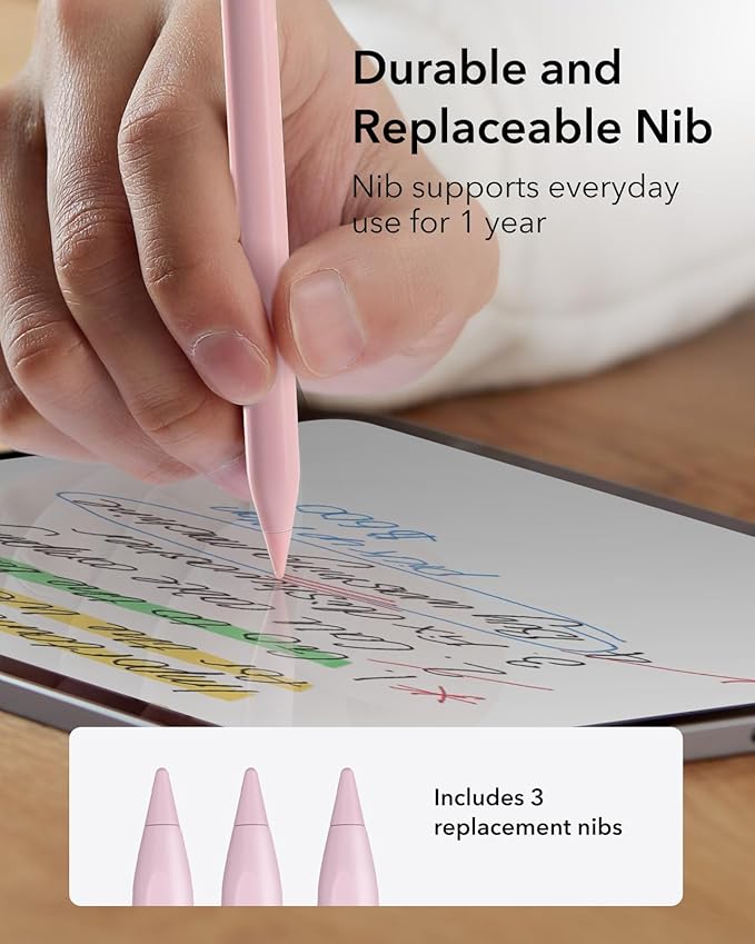 ESR Stylus Pencil for iPad 9th/10th Generation iPad Pencil with Tilt Sensitivity Palm Rejection Stylus Pen Compatible with 2018-2022 Pro 12.9/11 Inch Air 5th/4th mini 6/5 Pink