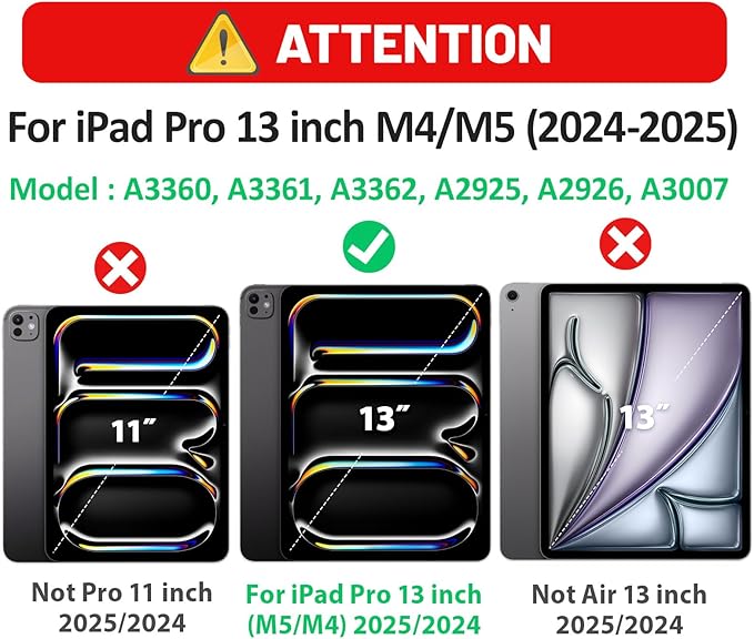 HXCASEAC for iPad Pro 13 Inch Case (M5/M4) 2025/2024 Shockproof Design with Pencil Holder Protector Rotating Stand Hand Strap Heavy Duty Protective iPad Pro13 Cover A3360 A2925 Rainbow Pink