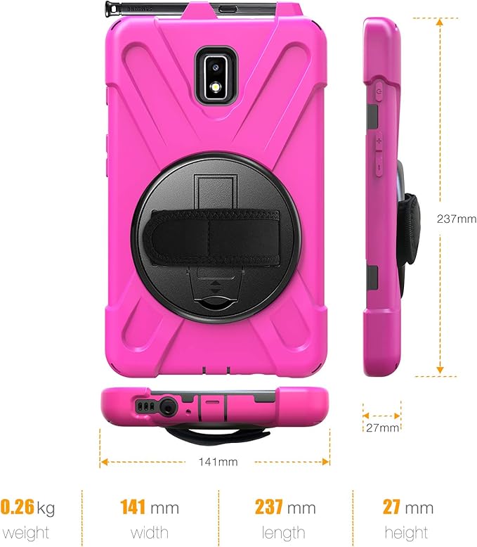Case for Samsung Galaxy Tab Active 2 8.0 T390 T395 T397 Military Grade [15 ft Drop Tested] Full-Body Shockproof Protective Cover with 360° Rotation Stand Hand Strap &amp Pencil Holder