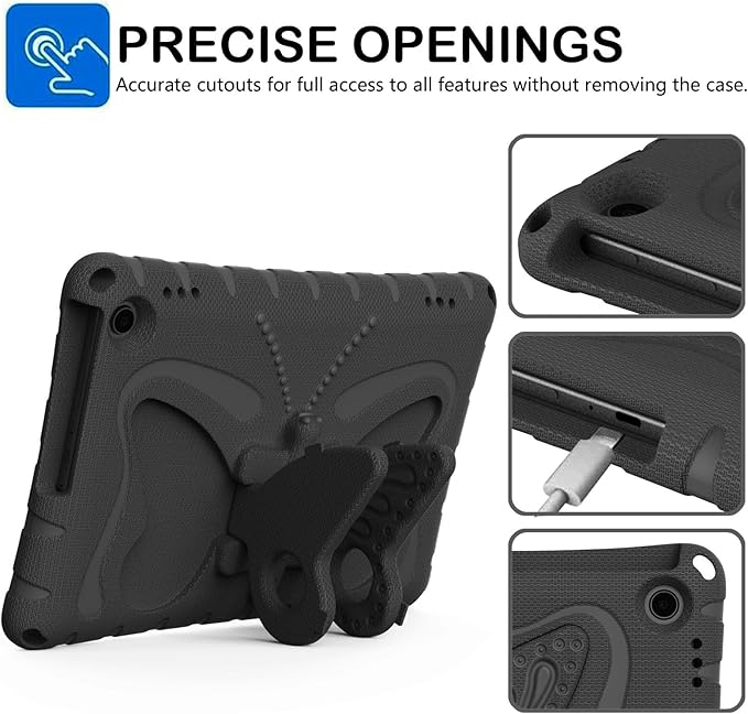 Kids Case Compatible with Kindle Fire HD 10 Tablet (13th/11th Generation 2023/2021 Release) Lightweight Shockproof Case EVA Foam Cover with Shoulder Strap &amp Stand Cover for Boys Girls(Black)