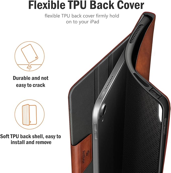 Antbox Case for iPad (A16) 11th Generation 11'' 2025/iPad 10th Generation 10.9'' 2022 with Built-in Pencil Holder Auto Sleep/Wake Function PU Leather Smart Cover (Brown)