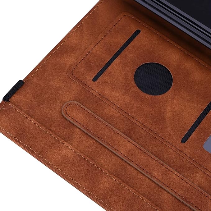 YEMENGHUA Heavy Duty Protection Compatible with Samsung Galaxy Tab A 8.0 T387 SM-T387V T387T T387A Slim Lightweight Embossed PU Leather Flip Holder Tablet PC Case Card Slot Tablet Case(Brown)