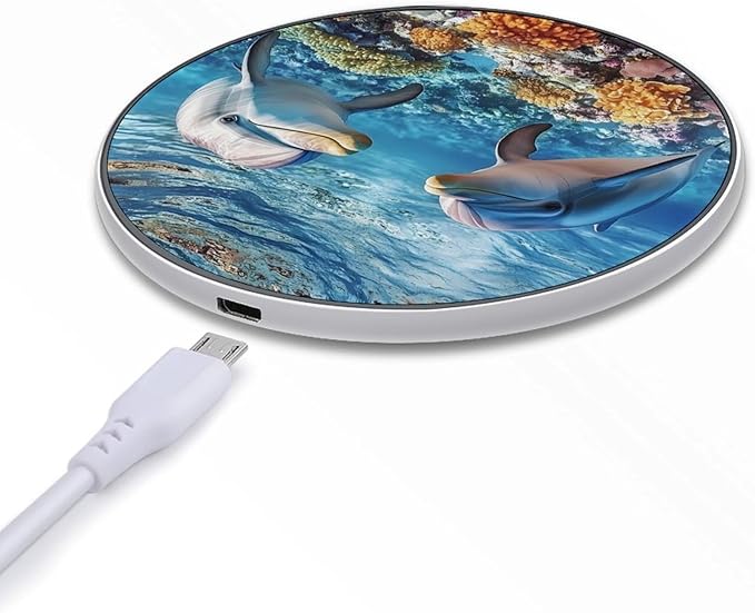 Ocean Dolphin Wireless Charger Anti-Slip Wireless Charging Pad Slim Charger Mat for Men Women