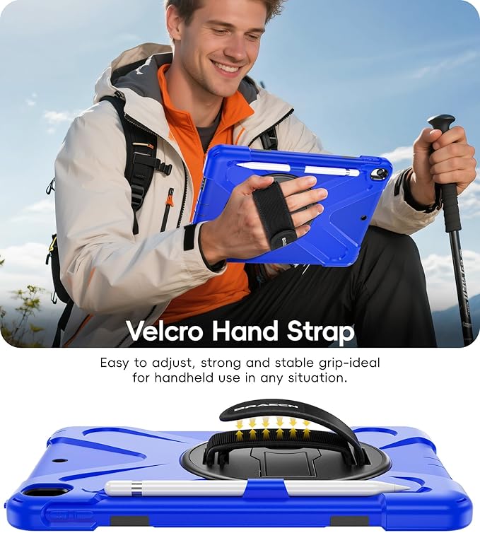 BRAECN Case for iPad Air 3rd Generation 2019 / iPad Pro 10.5 inch 2017 Rugged Heavy Duty Shockproof Cover with Pencil Holder 360° Rotating Kickstand &amp Adjustable Hand Strap &amp Shoulder Strap