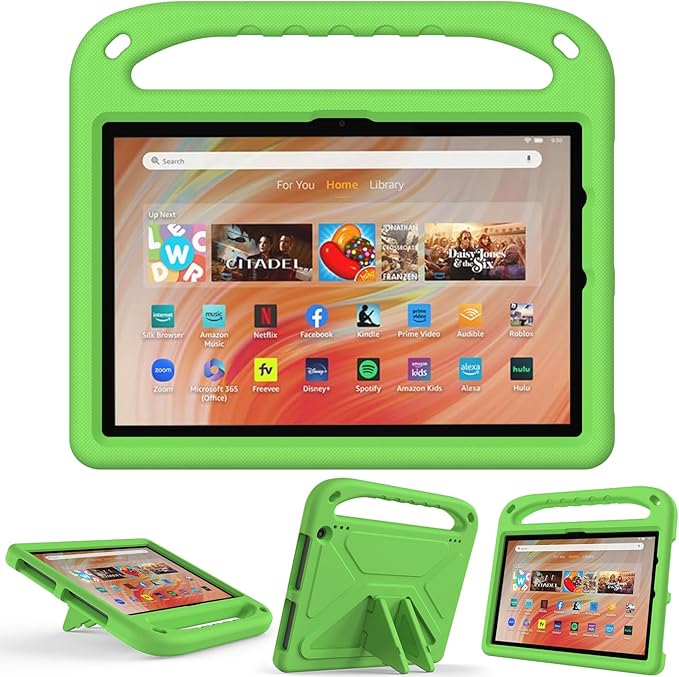 Dteck Kids Case for Fire HD 10 &amp HD 10 Plus Tablet(13th/11th Generation 2023/2021 Release)Lightweight Shockproof Kid-Proof Cover with Handle Stand for Kindle Fire HD 10 Kids Tablet 2023 2021 Gr