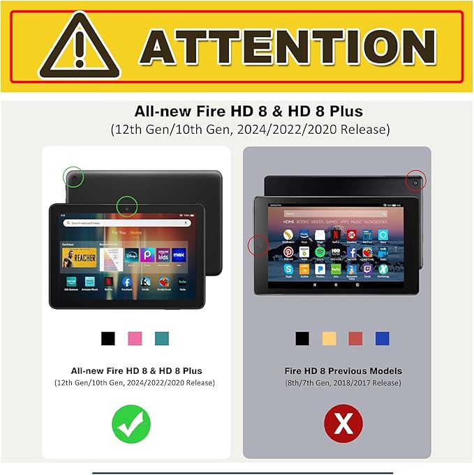 Case for Amazon Fire HD 8 &amp 8 Plus Tablet (12th/10th Gen 2024/2022/2020) Multi-Angle Viewing Leather Smart Stand Back Cover with Auto Sleep Wake Frog