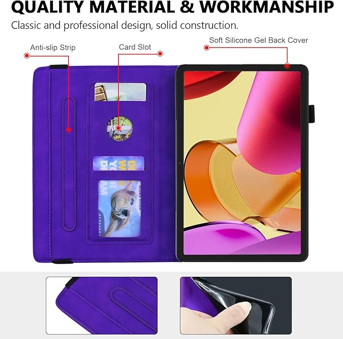 Case for Amazon Fire Max 11 (2023) Techcircle Stylish Mandala Embossed PU Leather Folio Stand Soft TPU Back Cover Slim Lightweight Elastic Band Protective Case with Pen Holder &amp Card Slots Purpl