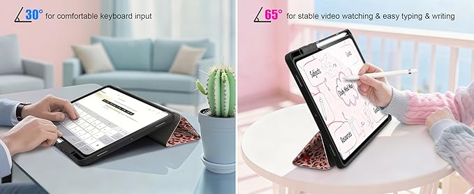 DONGKE Case for Samsung Galaxy Tab S11 5G 11 2025 Model (SM-X730/X736B) Slim Lightweight Trifold Stand Cover with S Pen Holder Auto Sleep/Wake Soft TPU Shockproof Back Cheetah Bow