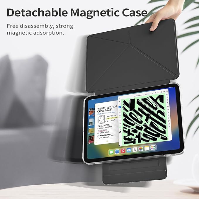 kenke Case for iPad Air 11 Inch M4/M3/M2 (2026/2025/2024) iPad Air 5th/4th Generation 10.9 Inch (2022/2020) with Clasp Slim Multi Angle Stand Cover with Pencil Holder Magnetic Back Black