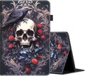 Case Fits Amazon Kindle Fire HD 8 &amp 8 Plus Tablet (12th Generation/10th Generation 2022/2020 Release) 8 Multi-Angle Smart Stand Cover Auto Sleep/Wake Raven on Skull with Flowers Roses
