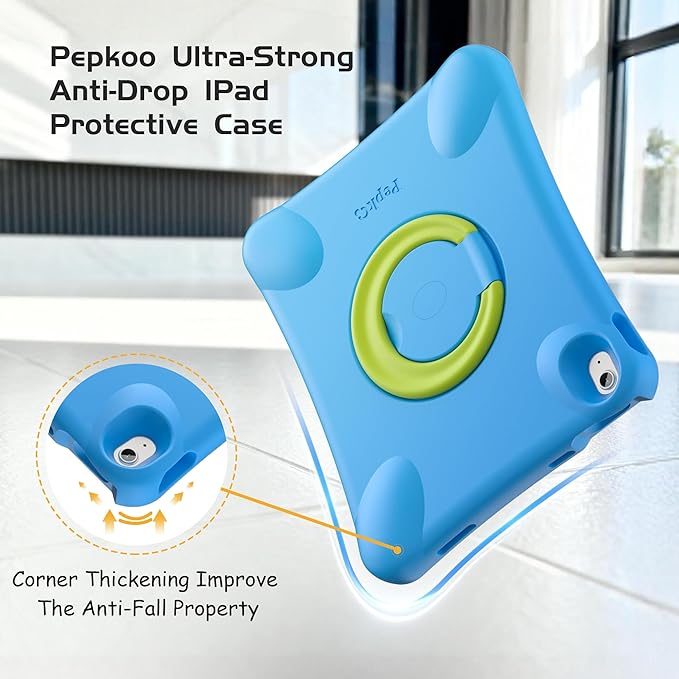 Pepkoo for iPad Air 13 inch Case for Kids with 360° Rotatable StandShockproof EVA Handle Cover for iPad Air 13 M3 2025 and M2 2024 Models